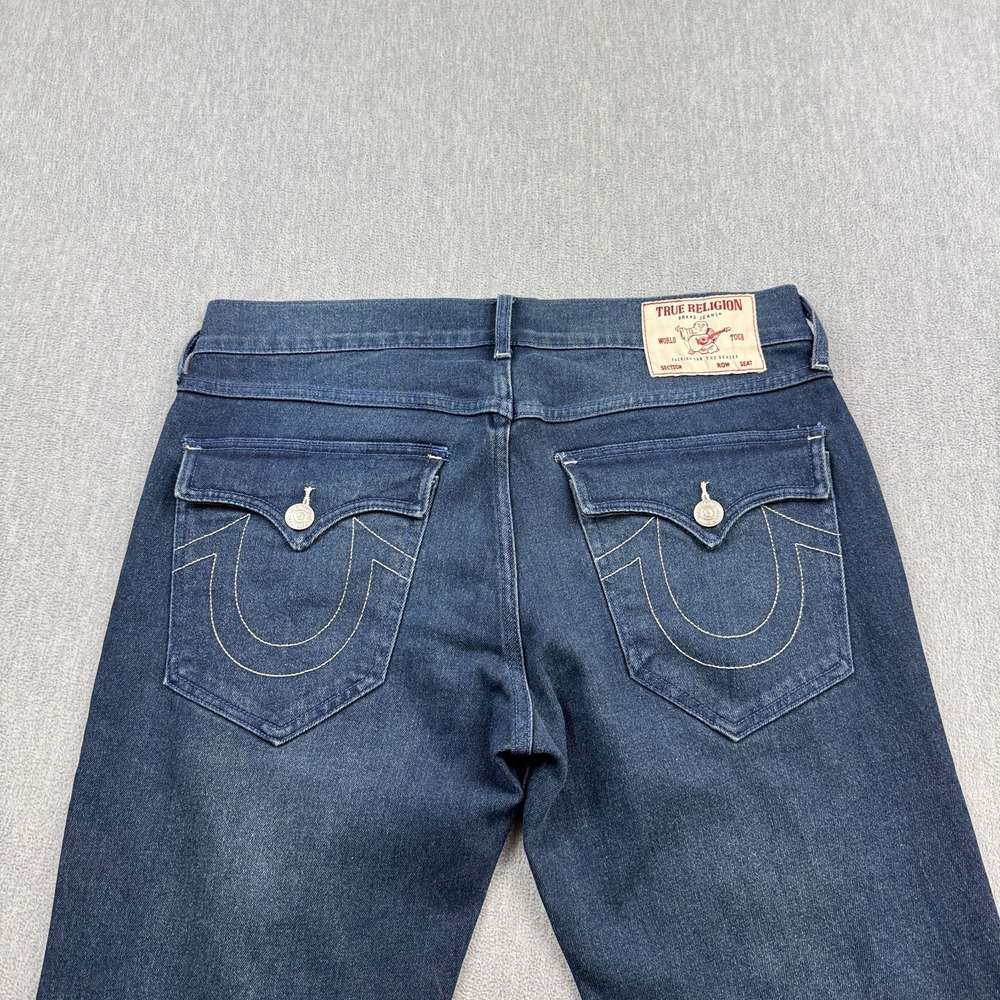 True Religion Jeans Mens 33 Blue Rocco Relaxed Skinny Denim Dark Wash Stretch - Picture 2 of 15